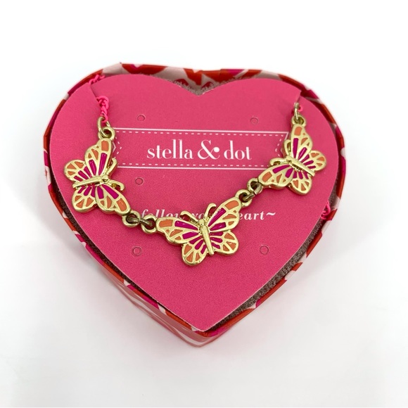 Stella & Dot Girls' Pink and Orange Butterfly Necklace - Picture 11 of 16